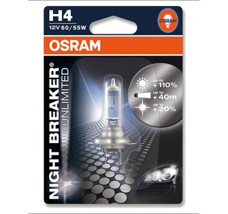 Lampadina H4 Night Breaker - 12V 60/55W P43t - Blister 1 Lampadina