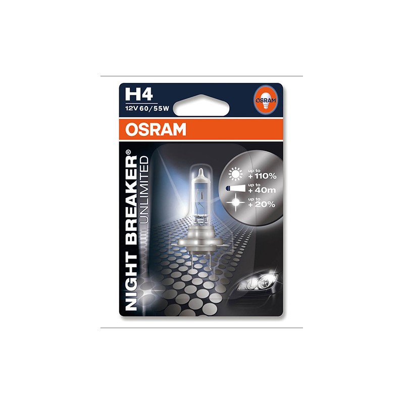 Lampadina H4 Night Breaker - 12V 60/55W P43t - Blister 1 Lampadina