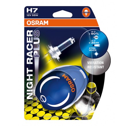 Lampadina H7 Night Racer 110 - 12V 55W Px26d Xtra White - Blister 2 Lampadine