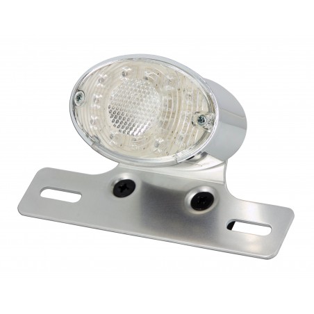 Fanale Posteriore LED Cromato + Supporto Targa 80mm x 50mm