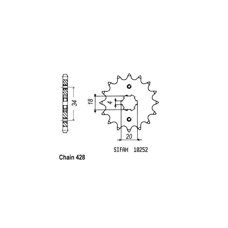 Pignone Cg 125 Brésil 1985-1998 - 428 - 13 Denti - Simile a JTF259