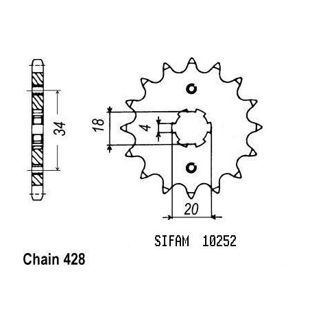 Pignone Xlr 125 1983-1991 - 428 - 17 Denti - Simile a JTF259