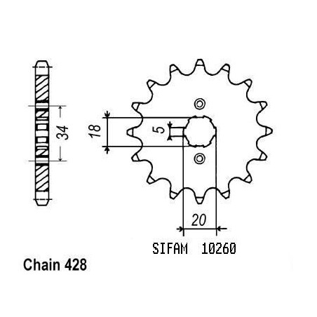 Pignone Dt 125 Ténéré 89 - 428 - 15 Denti - Simile a JTF264