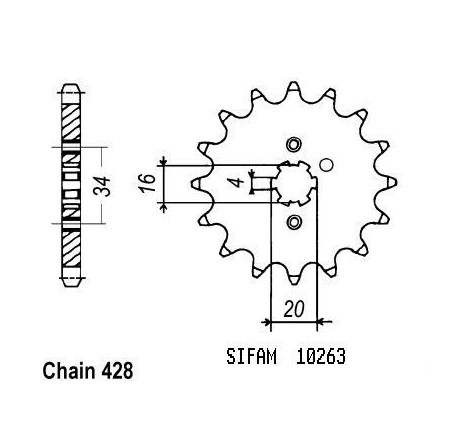 Pignone Dt 125 Lc1 1984-1987 - Tzr 80 Rr 96 - 428 - 15 Denti - Simile a JTF263