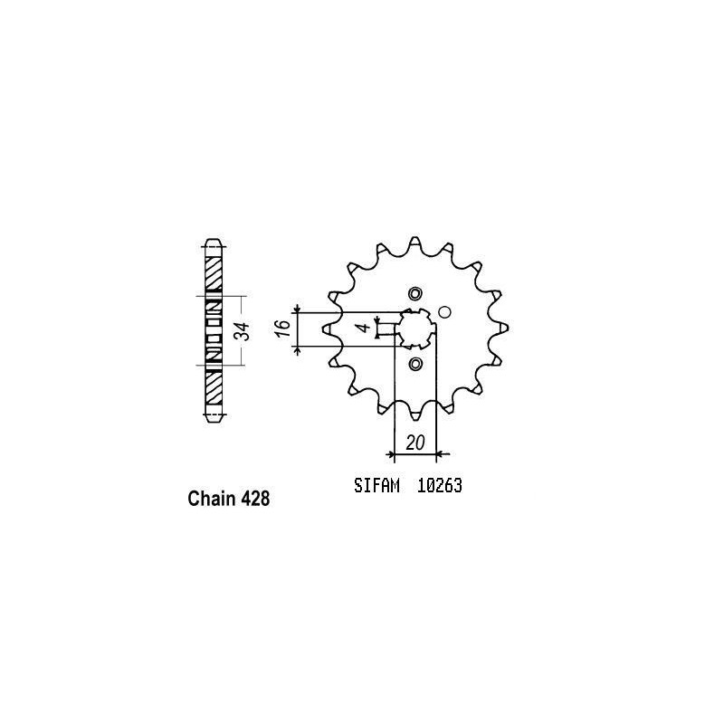 Pignone Dt 125 Lc1 1984-1987 - Tzr 80 Rr 96 - 428 - 15 Denti - Simile a JTF263