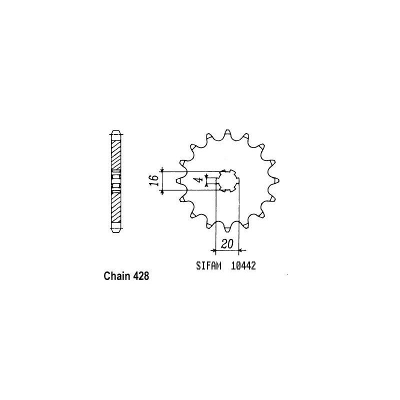 Pignone Rd 200 Dx 75-77 - 428 - 17 Denti Simile a JTF416