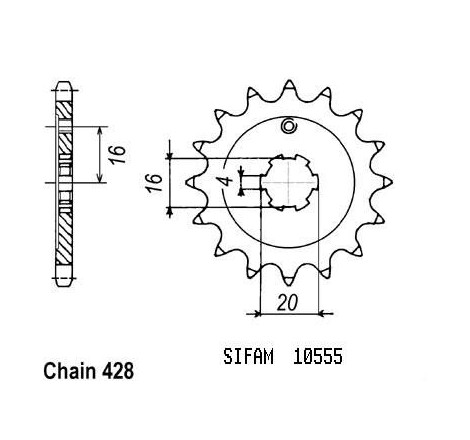 Pignone Kawasaki - 80 Kx 1991-2001 - 428 - 12 Denti - Simile a JTF555