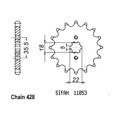 Pignone Yamaha Tw 125 1999 - 428 - 15 Denti - Simile a JTF1559