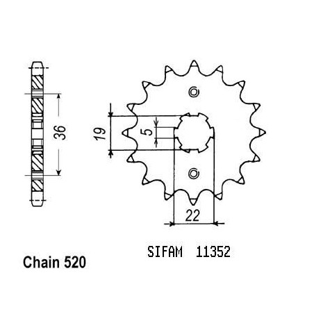 Pignone Honda Trx 300 Ex 1993-1998 - Trx 250 Ex - 520 - 12 Denti - Simile a JTF1352