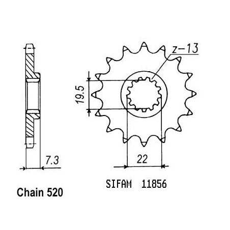 Pignone Dr 400 1980-1983 - Gn 400 1980-1982 - 520 - 16 Denti - Simile a JTF434