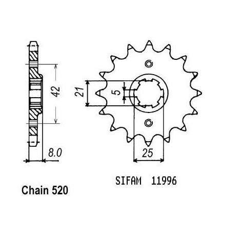 Pignone Srx 600 1986-1994 - Xt 600 1983-1986 - 520 - 15 Denti - Simile a JTF575