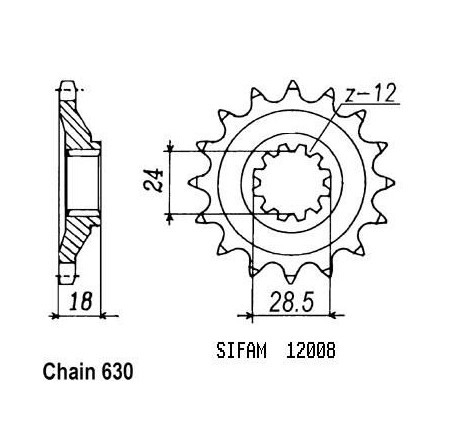 Pignone Gpz 1100 Unitrack 1983-1985 - 630 - 15 Denti - Simile a JTF523