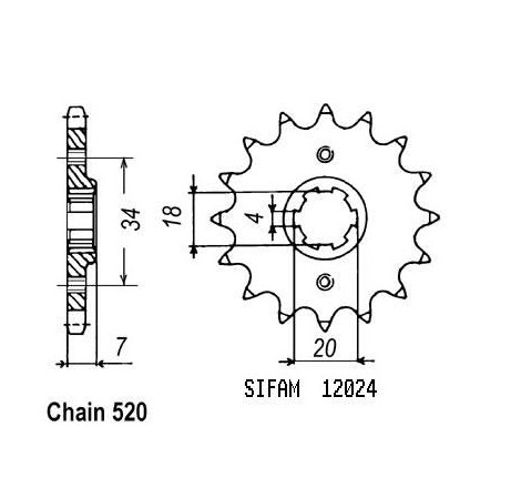 Pignone Mtx 125 R 1983-1994 - 520 - 12 Denti - Simile a JTF329