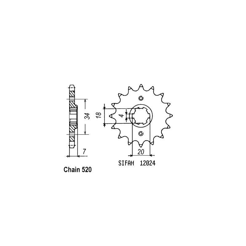 Pignone Mtx 125 R 1983-1994 - 520 - 12 Denti - Simile a JTF329