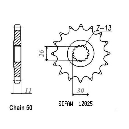 Pignone Fj 1100 1984-1995 - Fj 1200 1986-1996 - 530 - 17 Denti - Simile a JTF579