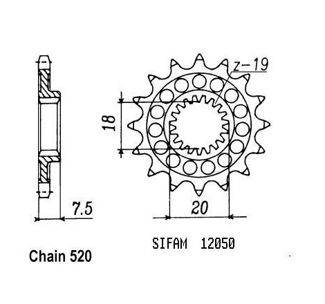 Pignone Honda - 125 Cr 1987-2001 - 520 - 12 Denti - Simile a JTF326