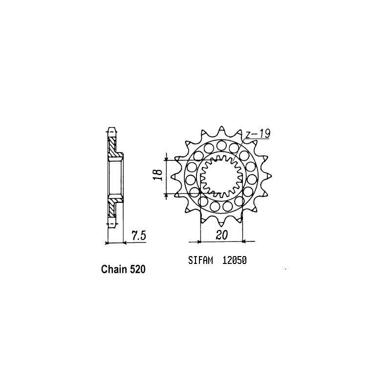 Pignone Honda - 125 Cr 1987-2001 - 520 - 14 Denti - Simile a JTF326