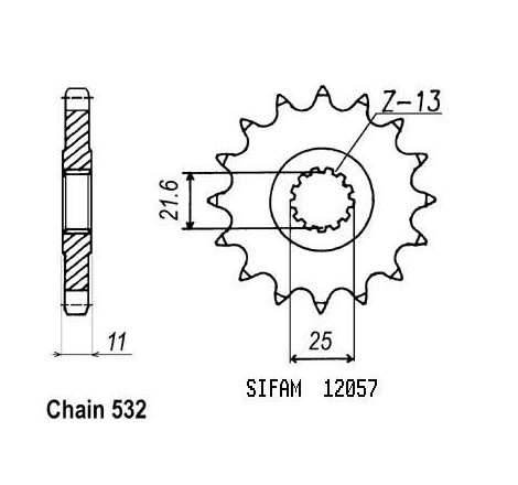 Pignone Yzf 750 R 1993-1998 532 - 532 - 15 Denti - Simile a JTF584