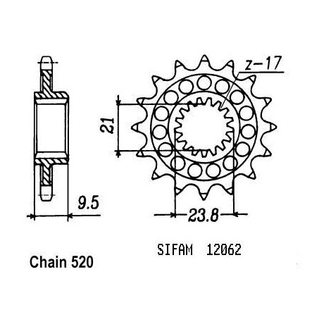 Pignone Honda - 250 Cr 1988-2004 - 520 - 12 Denti - Simile a JTF284