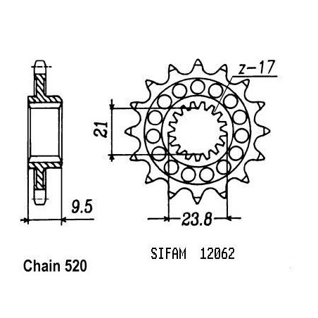 Pignone Honda - 250 Cr 1988-2004 - 520 - 12 Denti - Simile a JTF284