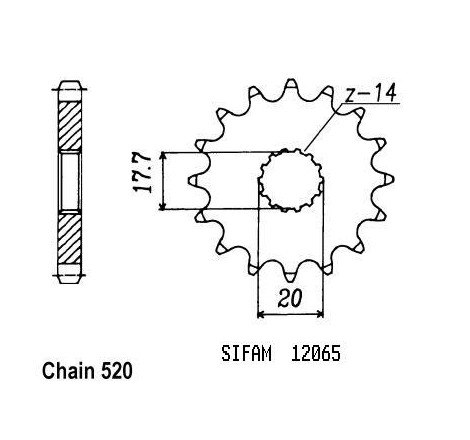 Pignone Yamaha - 125 Yz 1987-1999 - 520 - 12 Denti - Simile a JTF564