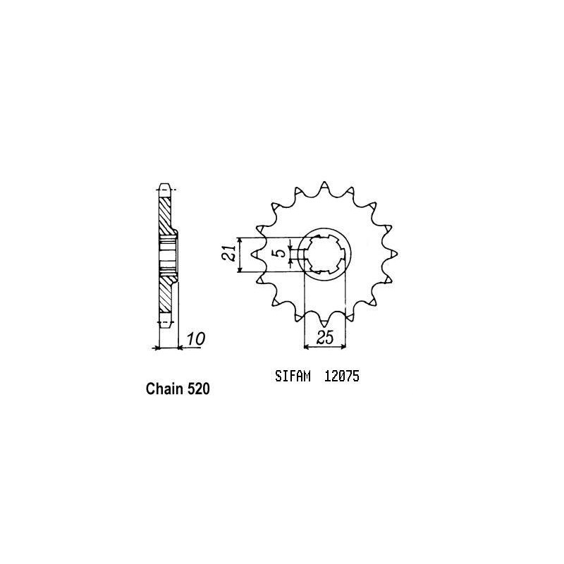 Pignone Cagiva 600 W16 1996-1998 - Cagiva 600 River 1995-1998 - 520 - 15 Denti - Simile a JTF728