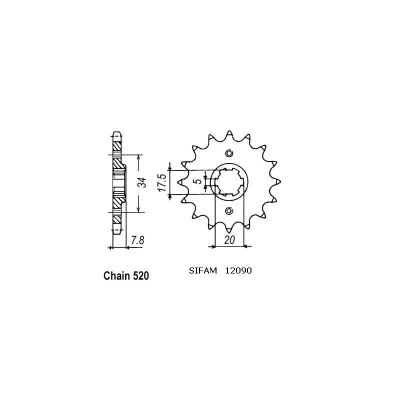 Pignone Xr 250 R 1991-1995 - 520 - 12 Denti - Simile a JTF327