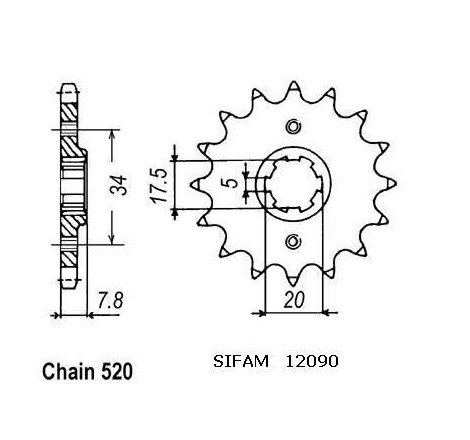 Pignone Nsr 125 R - Crm 125 R 1990-2000 - 520 - 15 Denti - Simile a JTF327