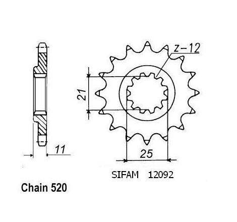 Pignone Husqvarna 610 Tc 1991-1998 - 510 Tc 1990-1991 - 520 - 12 Denti - Simile a JTF824