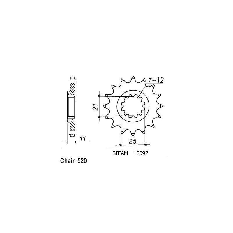 Pignone Husqvarna 610 Tc 1991-1998 - 510 Tc 1990-1991 - 520 - 12 Denti - Simile a JTF824