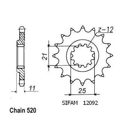 Pignone Husqvarna 610 Tc 1991-1998 - 510 Tc 1990-1991 - 520 - 12 Denti - Simile a JTF824