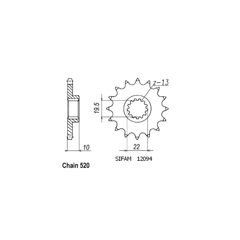 Pignone Ts 250 X 1985-1990 - 250 Rmx 1989-1998 - 520 - 12 Denti - Simile a JTF432