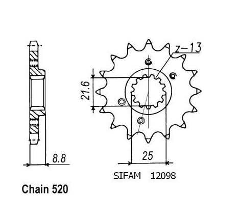 Pignone Xr 600 R 1991-2001 - 520 - 13 Denti - Simile a JTF309