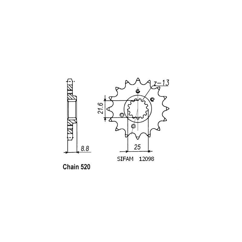 Pignone Xr 600 R 1991-2001 - 520 - 13 Denti - Simile a JTF309