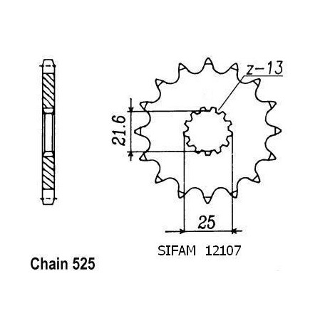 Pignone Suzuki Sv 650 1999-2002 - 525 - 14 Denti - Simile a JTF520