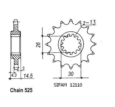 Pignone Rvf 750 R Rc45 1994-1998 - 525 - 17 Denti - Simile a JTF1332