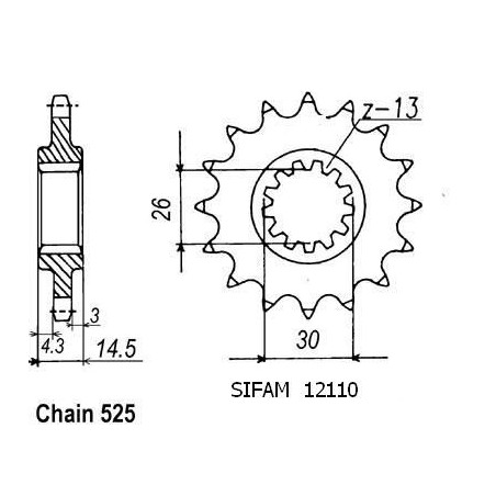 Pignone Rvf 750 R Rc45 1994-1998 - 525 - 17 Denti - Simile a JTF1332