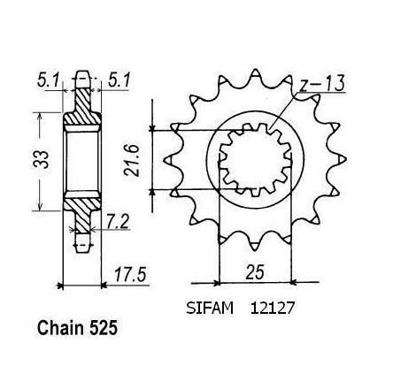 Pignone Cb500 R/Y 1994-2000 - 525 - 14 Denti - Simile a JTF297