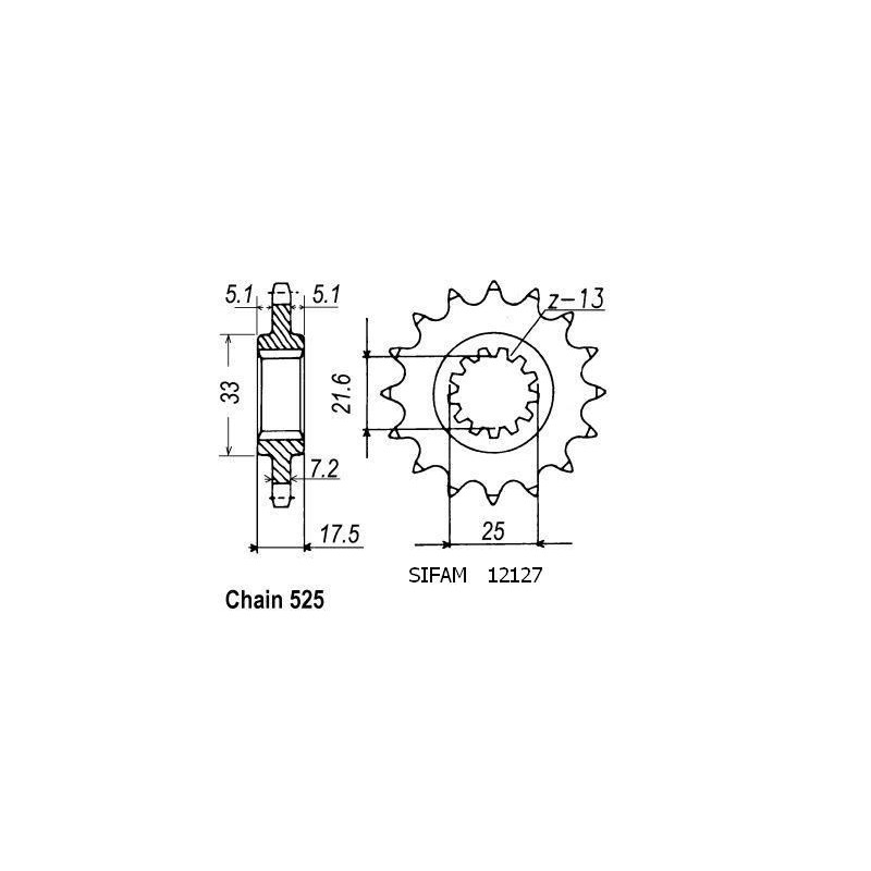 Pignone Cb500 R/Y 1994-2000 - 525 - 14 Denti - Simile a JTF297