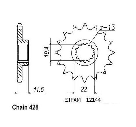 Pignone Dr125 Se 1996-2000 - 428 - 15 Denti - Simile a JTF409