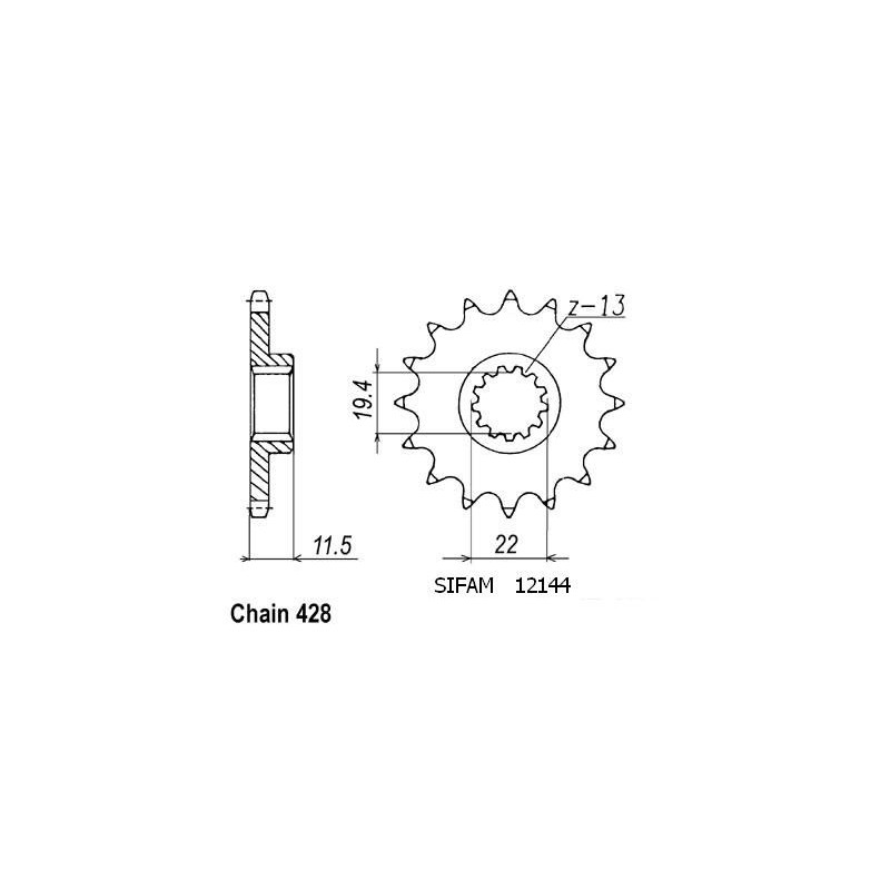 Pignone Dr125 Se 1996-2000 - 428 - 15 Denti - Simile a JTF409