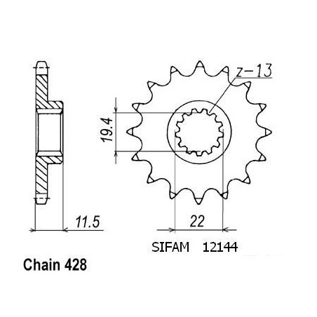 Pignone Dr125 Se 1996-2000 - 428 - 15 Denti - Simile a JTF409