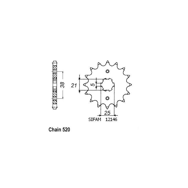 Pignone Xv 125 Virago 1997-2000 - 520 - 14 Denti - Simile a JTF1573