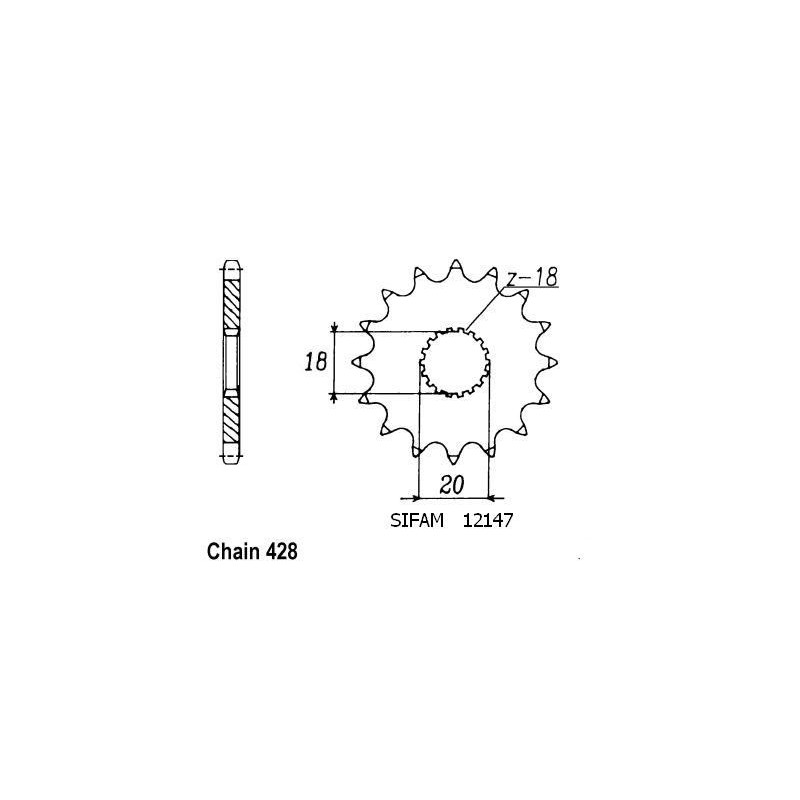 Pignone Gn 125 1992-1996 - Dr 125 S 1980-1985 - 428 - 14 Denti - Simile a JTF426