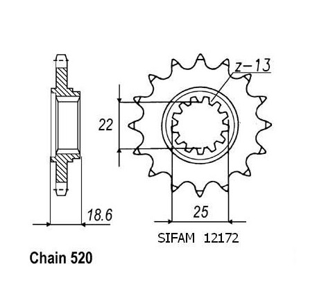 Pignone Kawasaki Z750 2004 - 520 - 14 Denti - Simile a JTF1538