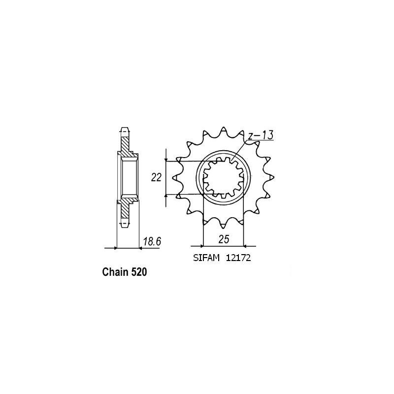 Pignone Kawasaki Z750 2004 - 520 - 14 Denti - Simile a JTF1538