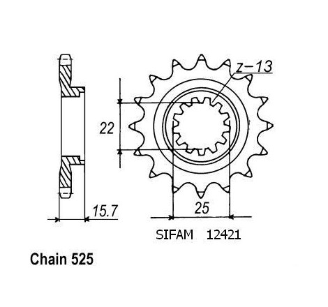 Pignone Zx-6r Ninja 1998-2001 - 525 - 14 Denti - Simile a JTF1535