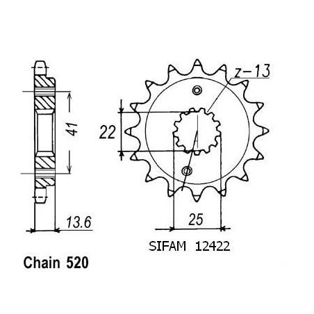 Pignone Xr 650 R 2000-2001 - 520 - 14 Denti - Simile a JTF1307