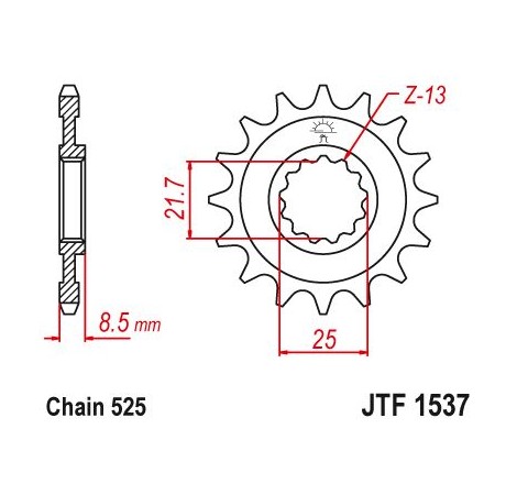 Pignone Kawasaki - 525 - 14 Denti - Simile a JTF1537