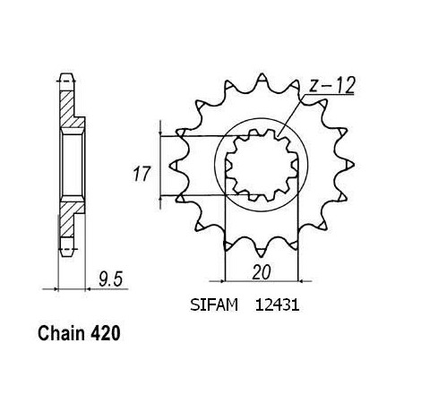 Pignone Ktm 60/65 Sx 1998-2002 - 420 - 12 Denti - Simile a JTF2431